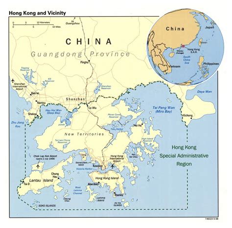Large Detailed Map Of Hong Kong And Vicinity 1998 Hong Kong Asia