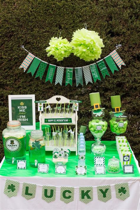 St Patricks Day Birthday Rental Jars And Decoration Setting Candy Bar