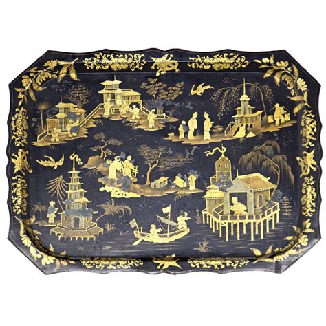 French Chinoiserie Tray From The 19th Century French Chinoiserie