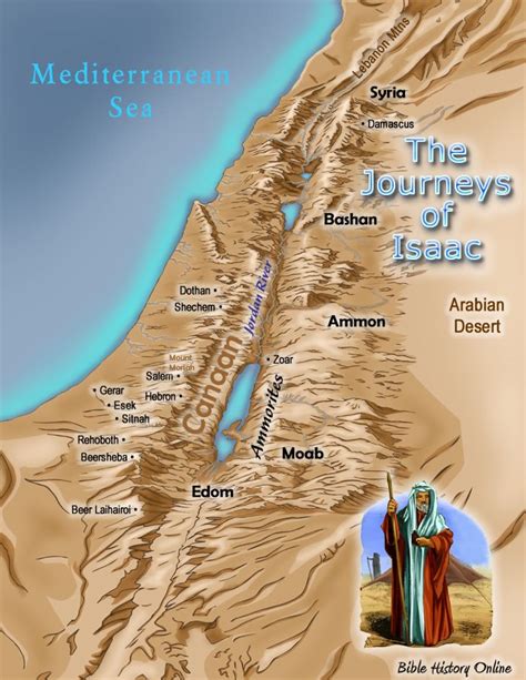Map Of The Journeys Of Isaac Bible History