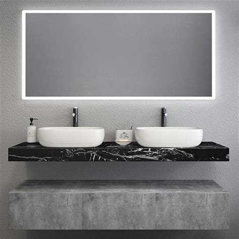 Modern 60 Floating Bathroom Vanity Set Wall Mount Vessel Double Sink