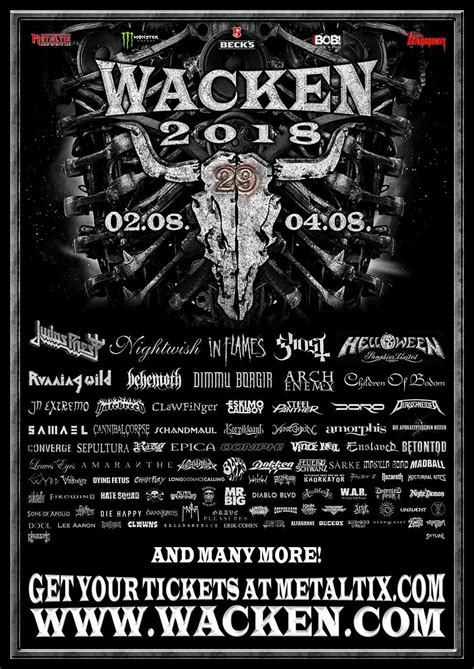 Your festival guide to wacken 2018 with dates, tickets, lineup info, photos, news, and more. Wacken 2018 | Judas priest, Music festival poster, Heavy ...