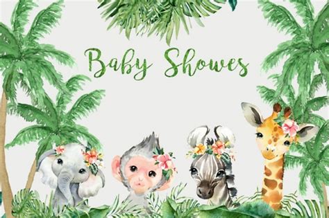 Jungle Animal Safari Baby Shower Backdrop Photography Background