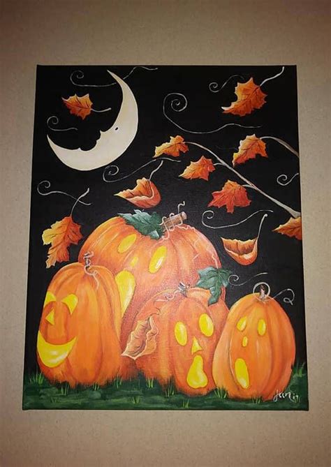 Jack O Lantern Halloween Painting Autumn Painting Halloween Painting