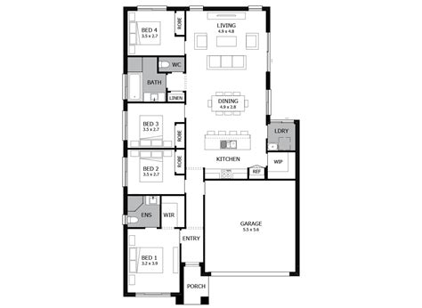 View 4 Bedroom House Plan Single Story Background Interior Home