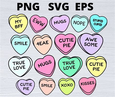 Conversation Hearts Svg Blank Candy Hearts Valentines Etsy