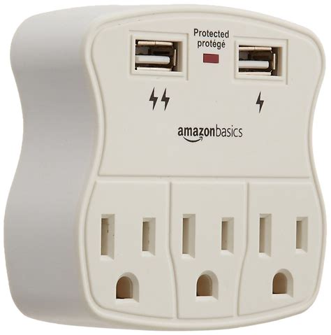 Amazonbasics 3 Outlet Surge Protector With 2 Usb Ports Surge