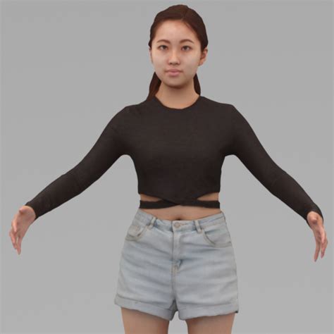 A Young Woman With A Pose In Half Body Portrait Scan3dmall