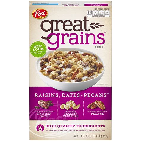 Post Great Grains Raisins Dates Pecans Whole Grain Cereal 16 Oz