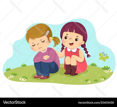 Little Girl Consoling Her Crying Friend Royalty Free Vector