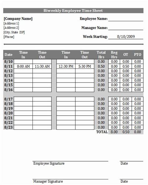 √ 30 Bi Weekly Work Schedule Template In 2020 Timesheet Template