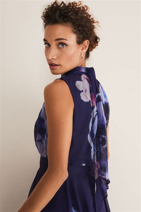 Buy Phase Eight Blue Lucinda Floral Chiffon Midi Dress From The Next Uk