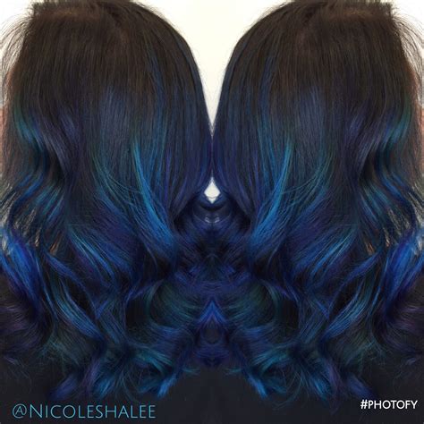 These braids work well with the colors. Blue color melt, blue hair, ombre, medium length hair ...