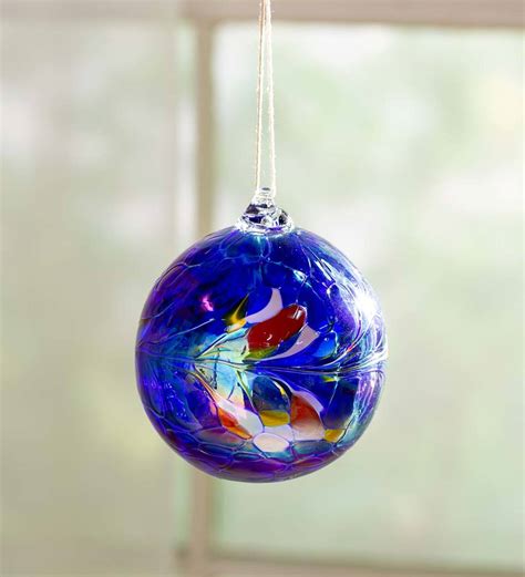 Individually Hand Blown Glass Globe Holiday Ornament Blue Wind And Weather