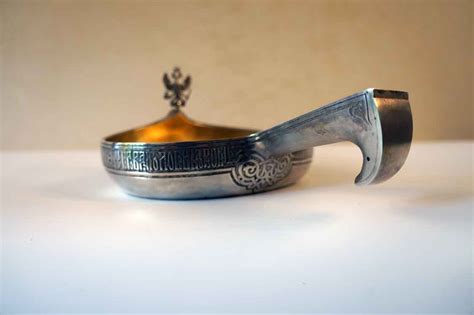 Russian Silver Gilt Kovsh with proverb | Raresy art gallery