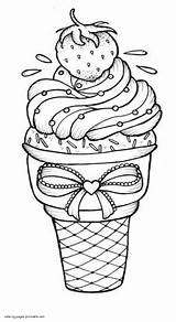Ice Coloring Cream Printable Strawberry sketch template