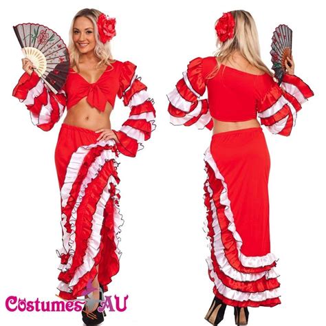 Spanish Mexican Flamenco Latin Dancer Costume Can Can Saloon Dancing Fancy Dress Fashion