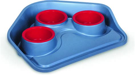 Dog Cat Feeding Bowls Plastic Tray 3 Bowls Uk Pet Supplies