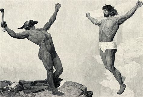 Christ And Satan Painting By Sascha Schneider Pixels