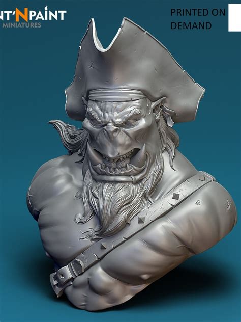 Orc Pirate Captain Bust By Printnpaint Miniatures Aka Captain
