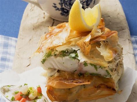 This yummy filo dough recipe called with different names in all. Baked fish in filo pastry Recipe | EatSmarter