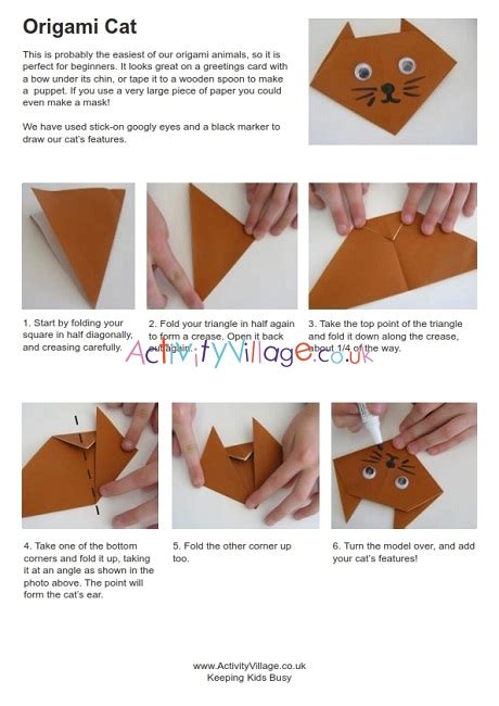 Sometimes masters attract complex patterns origami assembly. Simple Origami Cat For Kids To Fold