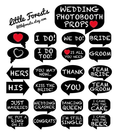 Wedding Photo Booth Props Chalkboard Signs Printable