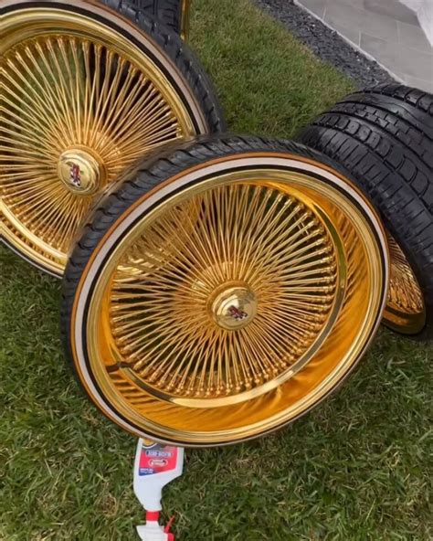 Staggered 24s All Gold Daytons Wire Wheels Shaune Custom Rims