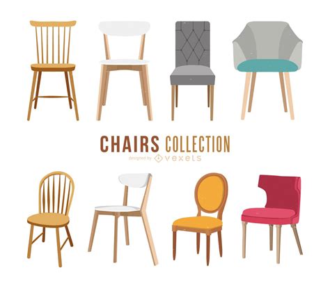 Isolated Chair Illustration Set Vector Download