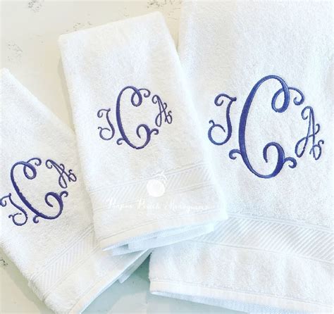 Towel Set Custom Monogram Embroidery Fonts Embroidery