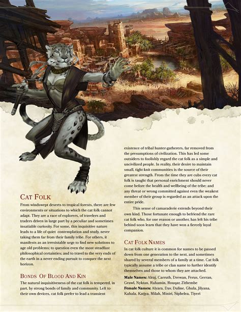 Cat Folk Race For Dnd 5e Dnd Races Dnd Dragons Dandd Dungeons And Dragons