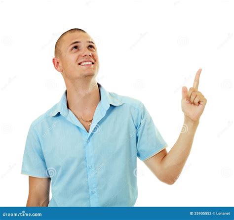 Smiling Man Pointing Up Stock Photography Image 25905552