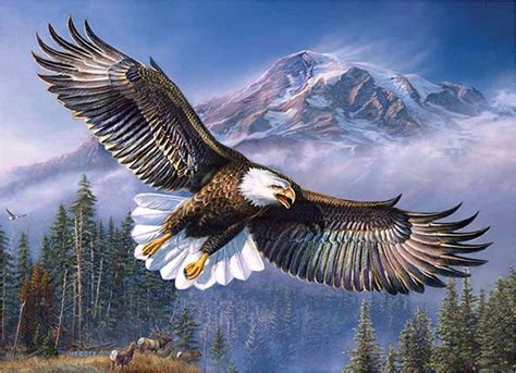Snow Mountain Eagle In The Sky 5d Diamond Painting 5diamondpainting