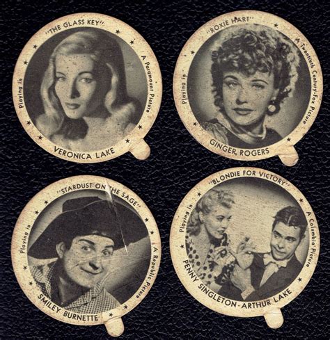 1942 Dixie Cup Lids Movie Stars 4 Velvet Ice Cream Lot 393 Etsy