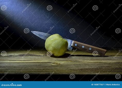 Still Life Cut Apple With Knife Stock Image Image Of Knife Apple