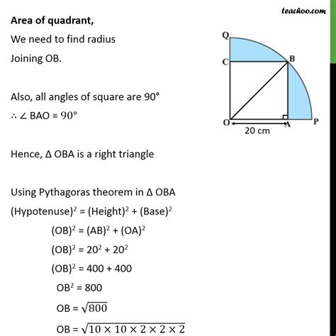 Ex 123 13 A Square Oabc Is Inscribed In A Quadrant Opbq Ex 123