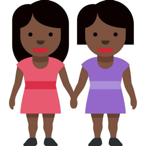 👭🏿 Mujeres De La Mano Tono De Piel Oscuro Emoji