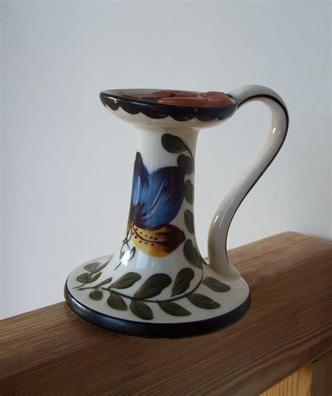 Vintage Czechoslovakia Ceramic Candlestick Candleholder Blue Etsy