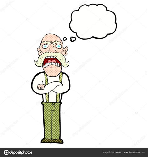 Cartoon Shocked Old Man Thought Bubble Stock Illustration By