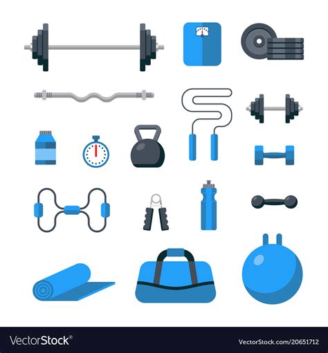 Flat Design Icons Fitness Gym Exercise Equipment Vector Image