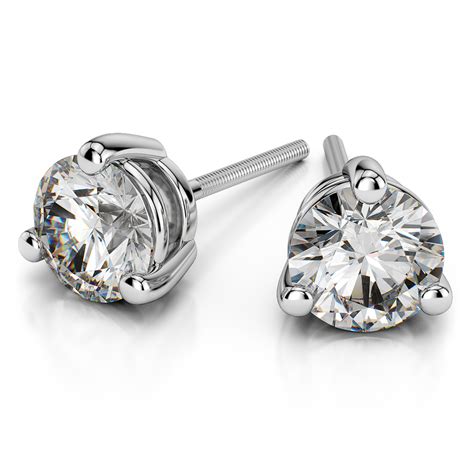 Diamond stud earrings add a simply elegant shine to your look. Three Prong Earring Settings in Platinum