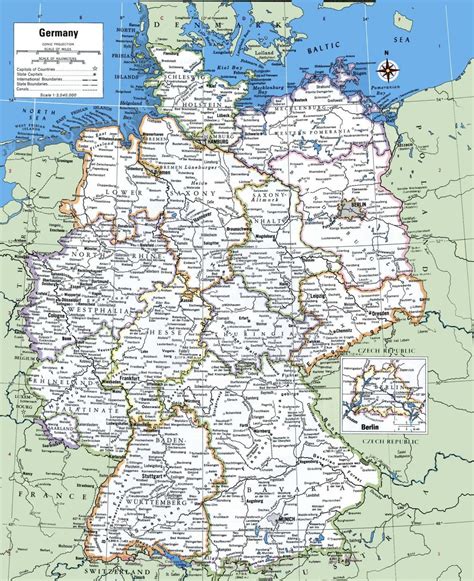 Mapa Niemiec Z Zaznaczonymi Miastami Główne Miasta Niemiec Europa