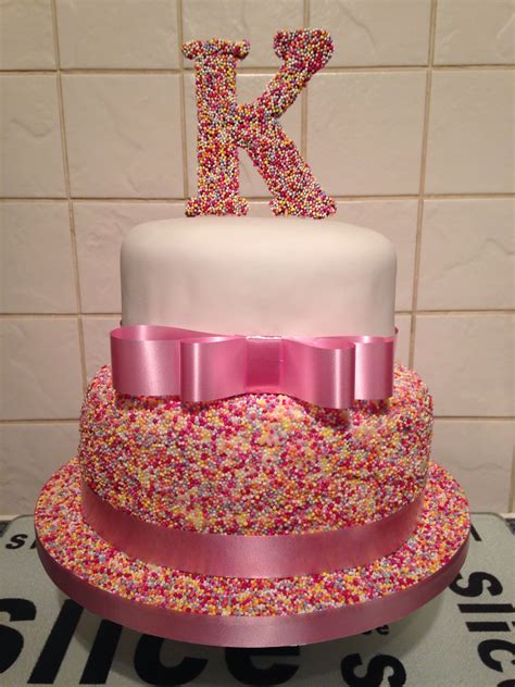 Girls 2 Tier Sprinkle 18th Birthday Cake 14th Birthday Cakes Vegan