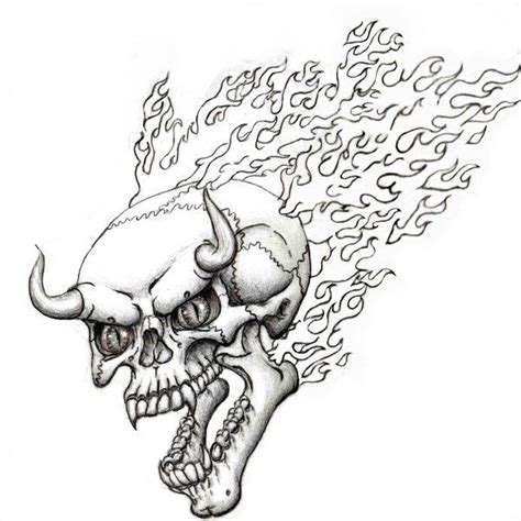 Flaming Devil Skull Flash By Steevdragon On Deviantart Skull Coloring Pages Tattoo Coloring