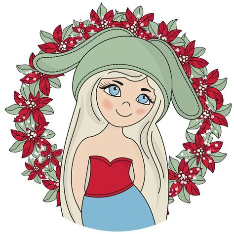 Blonde Christmas Portrait Girl Cartoon Vector Illustration Set 20142019 Vector Art At Vecteezy