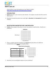 Balance chemical equations predict the products of simple combination, decomposition, and combustion reactions. Copy of Beer's Law Guided Lab.docx - BEERS LAW LAB Open ...