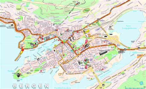 Bergen Tourist Map Bergen Norway • Mappery Tourist Map Map Bergen