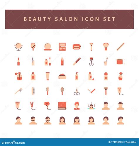 Beauty Salon Icon Set With Colorful Modern Flat Style Design Stock