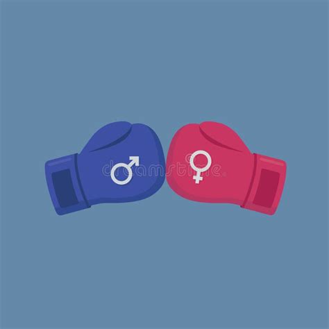 Male And Female Battle Illustration Boxing Gloves With Male And Female