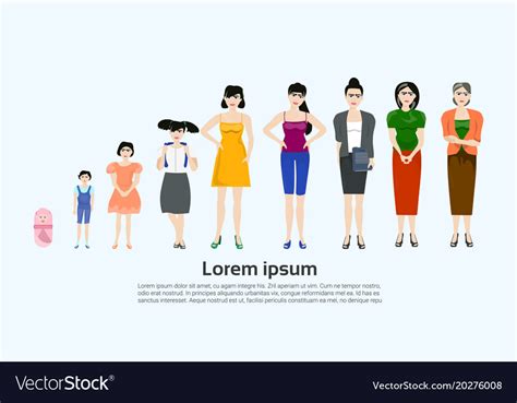 female age set different stages of life woman vector image